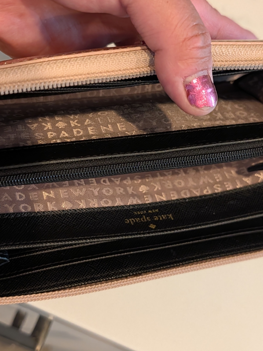 kate spade Rose Gold Glitter Zip Around Wallet - Picture 4 of 4